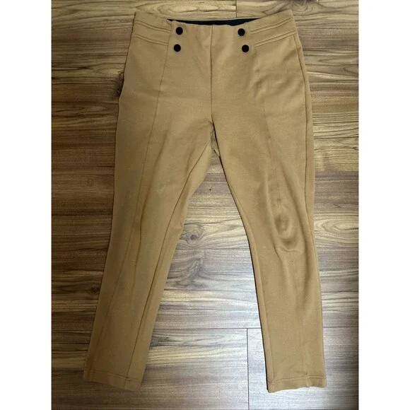 Calvin Klein Pants Tan Camel Ankle Length Button Front Casual Workwear Size M - Picture 2 of 7